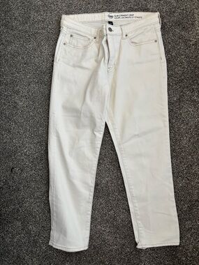 GAP Slim Straight Crop Off-White Jeans